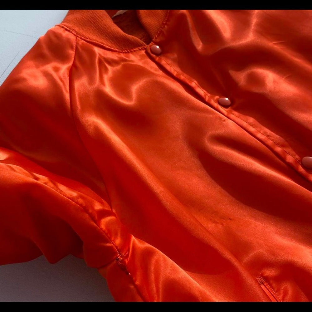 Vintage 80s Sherpa Lined Satin Jackets with Snap Buttons